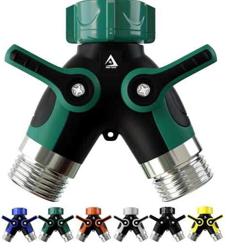 DBR Tech® Hose Splitter 2 Way, Heavy Duty Metal Connector, Two Way Garden Hose Splitter, High Flow Spigot Faucet Bib Adapter