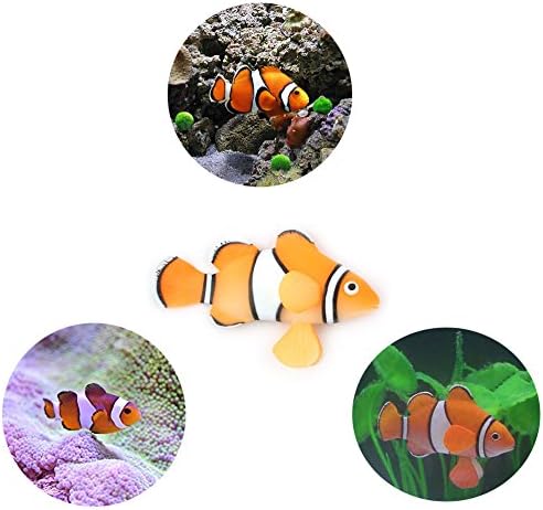 2 Pack Silicone Artificial Aquarium Floating Clownfish Decoration Fish Tank Decor Underwater Saltwater Fake Fish Glowing Ornament
