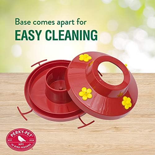 Perky-Pet 210PB Pinch-Waist Glass Hummingbird Feeder with Perches, Built-in Ant Moat and Bee Guards - Outdoor Garden Decor, Unique Gifts