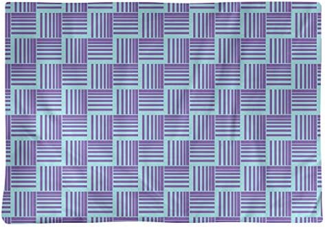 Dana Strider Two Color Basketweave Stripes Table Placemat, 18 x 14, Teal & Purple