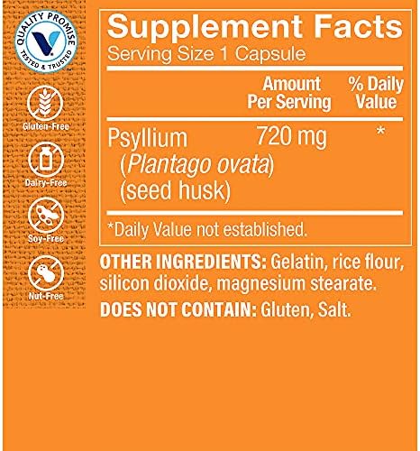 The Vitamin Shoppe Psyllium Husks Plantago Ovata Fiber Supplement (300 Capsules)