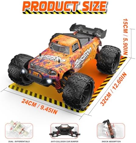 1/18 Scale High Speed RC Cars, 30KM/H 4WD Off-Road Remote Control Trucks for Adults and Kids Boys, All Terrain Truck Toys Gifts