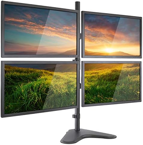 Mount-It! Quad Monitor Stand for 4 Screens up to 32", Free Standing Multi Monitor Desk Mount, Height Adjustable 34.8", 17.6 lbs Each