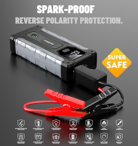 Sharmeal Car Battery Jump Starter 7000A, Jump Starter Battery Pack for All Gas and 12.0L Diesel, 12V Portable Jump Box with LED Light