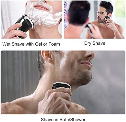 Men's Electric Shaver - MAX-T Corded and Cordless Rechargeable 3D Rotary Shaver Razor for Men with Pop-up Sideburn Trimmer Wet and Dry, IPX7 Waterproof, Plug & Play
