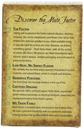 The Mate Factor Yerba Mate Energizing Herb Tea, Dark Roast, 20 Tea Bags (Pack of 3)