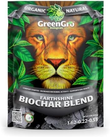 GreenGro Earthshine Biochar & Humic Acid Blend, Activated Charcoal, 2lb | Sequesters Carbon, Organic Soil Booster, Top Soil, Plant Food, Compost Tea Accelerator, Derived from Worm Castings
