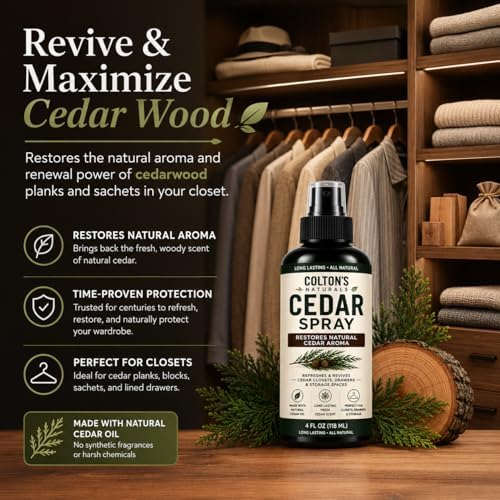 Colton's Naturals Cedar Spray – 4 ounce – With Lavender Extract – Non-Chemical Wood Protection – for Cedar Wood – Restores Scent 4oz