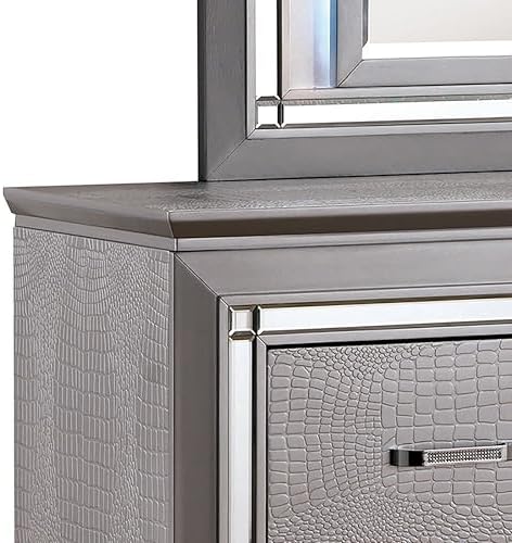 24/7 Shop at Home Riah Contemporary 9-Drawer 2-Piece Dresser and Mirror Set, Silver