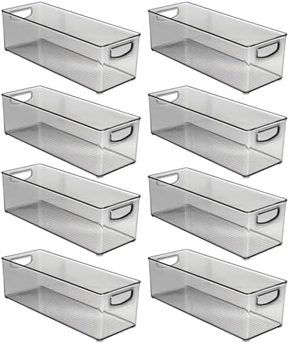 mDesign Plastic Video Game and DVD Storage Organizer - Game and Movie Disc Holder Bin with Handles for Home Media Console Stand and Closet Shelf