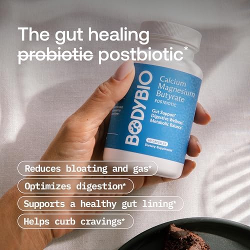 BodyBio Butyrate Calcium Magnesium - Postbiotic for Gut & Digestive Support | Gut Health, Digestive Support, Bloating, Gas & Constipation Relief, Leaky Gut Repair