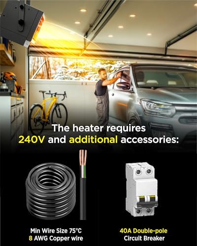 InoKraft 7500W Electric Garage Heater with Remote, Ceiling Mount Fan Forced Shop Heater with Digital Thermostat