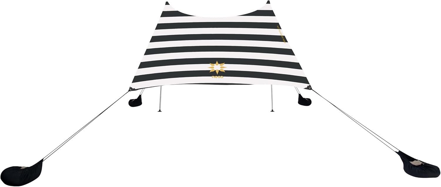 Neso Portable Beach Tent Sun Shelter with Sand Anchor - Lightweight Beach Shade Canopy - Easy Setup for Family Outings - Patented Reinforced Corners - UPF 50+ Sun Protection - 7 x 7ft - White