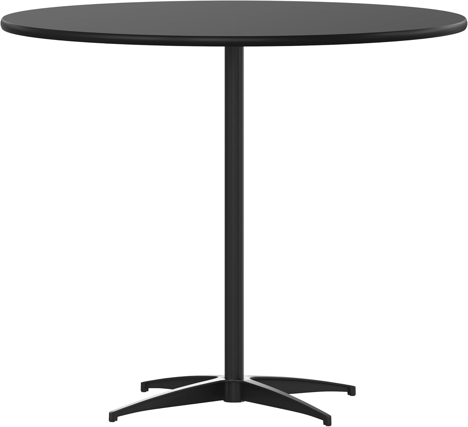 Flash Furniture Lars 24" Round Wood Cocktail Table with 30" and 42" Adjustable Columns, Adjustable Bar Height, for Events or Home Use