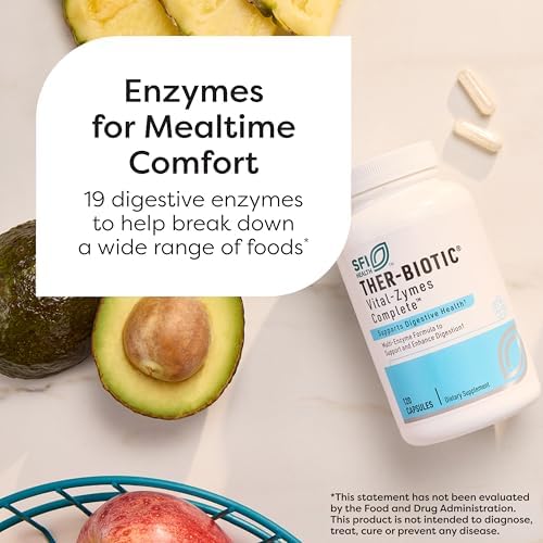 Klaire Labs SFI Health Vital-Zymes Complete Enzymes, 120 Capsules | Digestive Enzymes to Help Ease Indigestion & Aid Nutrient Absorption