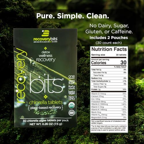 ENERGYbits/RECOVERYbits - Organic Spirulina & Chlorella Tablets - Single Serving Sample Packs - Algae Superfood - High Protein