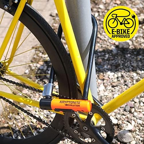 Kryptonite Evolution Long Shackle Bike U-Lock, 14mm Steel Bicycle Lock | Heavy duty anti-theft security for bikes and scooters. 4in x 11.5in interior. Includes FlexFrame-U mounting bracket and keys.