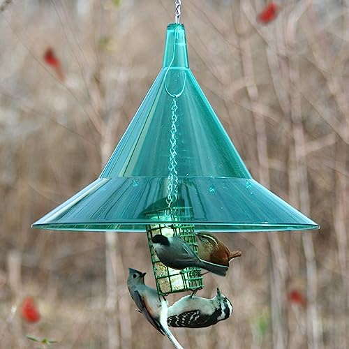 Squirrel Baffle - for Outside Bird House and Feeder Pole - Premium Large 17” Dome - by Arundale Made in USA (Crystal Clear)
