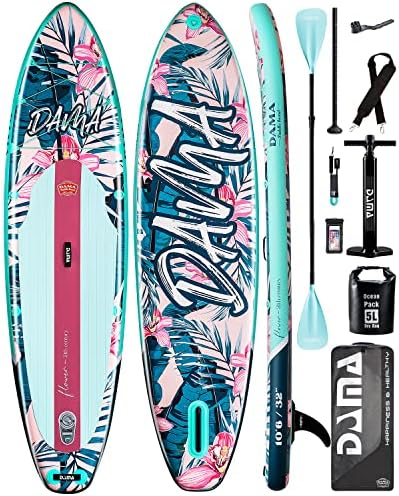 DAMA Inflatable Stand Up Paddle Boards for Adults w/Sup Board Accessories Hand Pump 4pcs Kayak Floating Paddle | Wide Stance