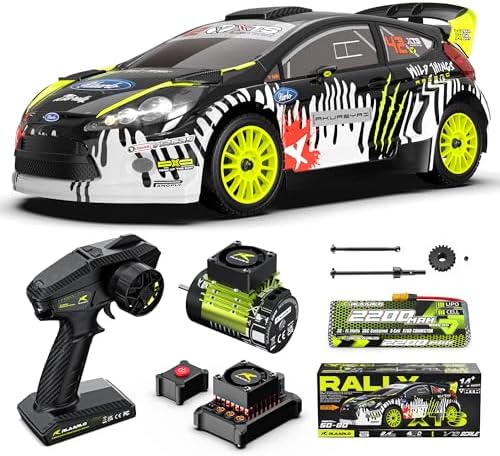 1/10 Brushless RC Cars, 50 MPH Rally Car, 4WD, Waterproof, 8+ Ages | 45A Waterproof ESC, 11KG Micro Servo, 2852 3800KV Brushless Motor, 3S Lipo