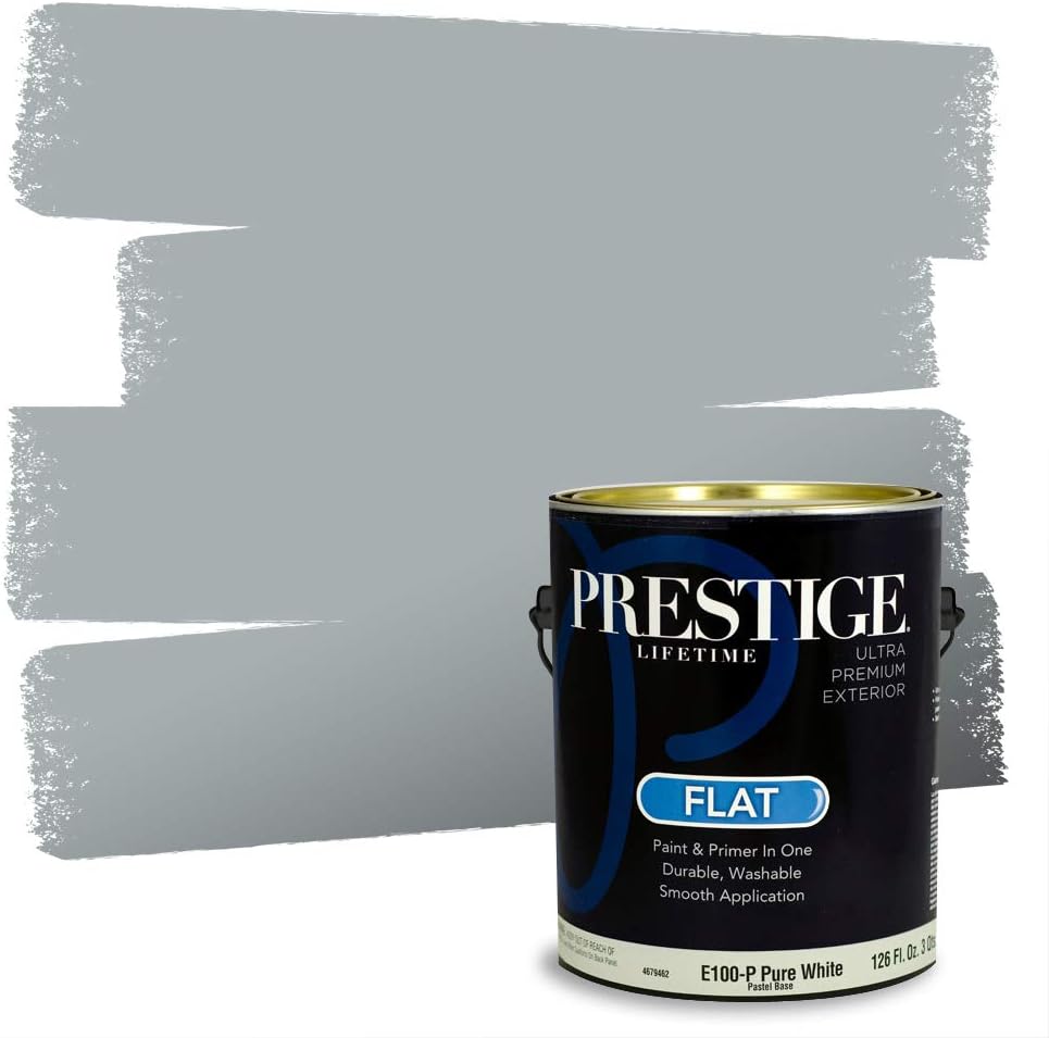 PRESTIGE Paints Exterior Paint and Primer In One, 1-Gallon, Satin, Comparable Match of Sherwin Williams* Tricorn Black*