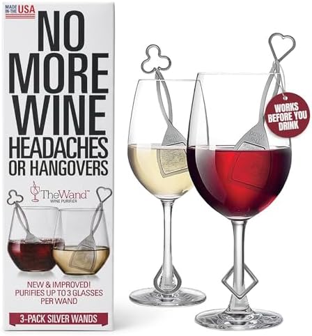 PureWine The Wand Wine Purifier, Removes Histamines & Sulfites - 8 Wands | Wine Wand Filters Before You Drink; Remove Sulfites & Histamines; Helps Wine Allergies & Headaches. Purifies 3 glasses/wand