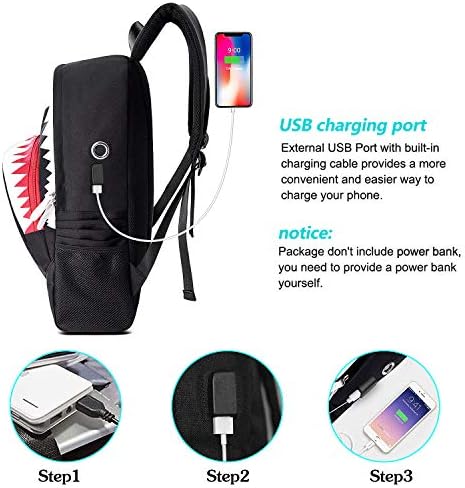 MCWTH Shark Backpacks for Teen Boys, Cool Kids Backpack for School Bookbags (Glow)