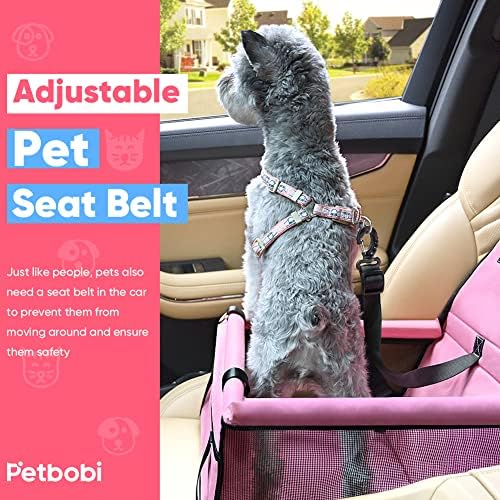 Petbobi Dog Car Seat for Small Dogs and Cats up to 15 lbs, Portable Booster | Pink, Water-resistant Oxford fabric, PVC Tubes, Folds Flat, Clip-on Leash Keeps Pups Secure and Drivers Focused