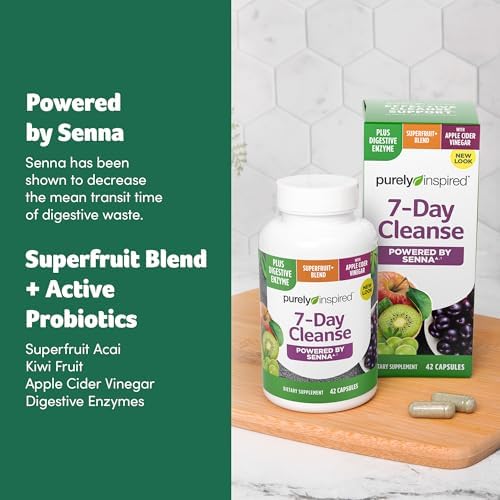 Purely Inspired 7-Day Detox Cleanse - Digestive Enzymes & Probiotics | Whole Body Cleanse & Detox Pills for Women & Men, Powered with Senna Leaf