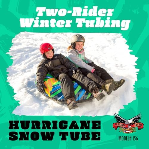 Flexible Flyer 56" Hurricane Snow Tube - 2-Person Round Inflatable Snow Sled and Water Pool Float for Year Round Fun - Double Sled with Handles for