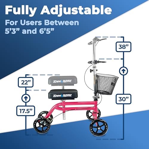KneeRover Steerable Knee Scooter – Foldable Mobility Aid & Knee Walker with Basket for Adults