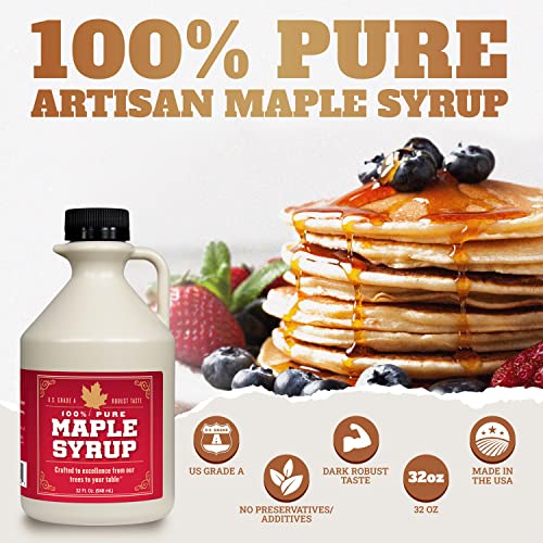 Grade B Maple Syrup 32 Oz Jug – 100% Pure Maple Syrup (Now Grade A Dark) Bold