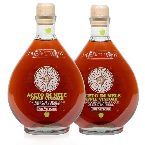 Due Vittorie Apple Vinegar - Easy to Drink Raw Apple Cider Vinegar Aged in Barrique Wine Barrels, Gourmet Vinegar for Cooking, Imported From Italy, All Natural - 16.9 fl oz / 500ml
