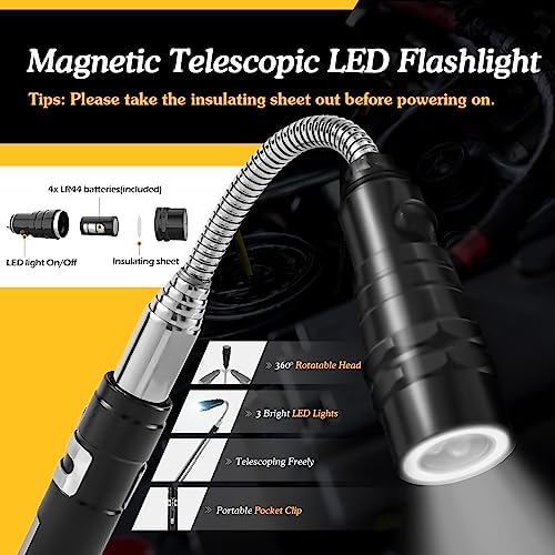 Housolution Grabber Tool Magnetic, Bendable Reacher with LED Lights, Blue