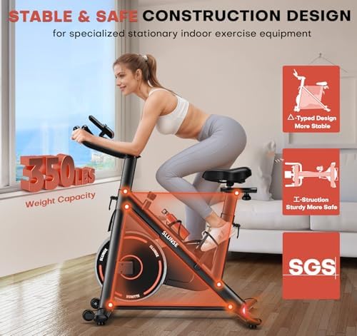 Exercise Bike, Adjustable Magnetic Resistance Stationary Bikes for Home with App Compatible
