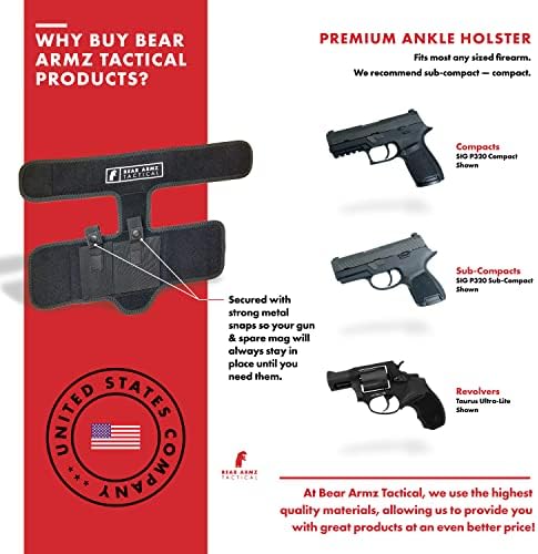 Ankle Holster for Concealed Carry | American Company | Comfortable & Secure | Compatible with Glock 43, 42, 30, 27, 26 S&W M&P Shield 9mm, Bodyguard .380, Ruger LCP, LC9, Sig Sauer P365 P238, Kimber