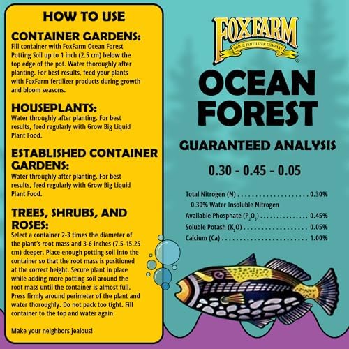FoxFarm Ocean Forest Potting Soil, 1.5cu ft (Pack of 2) - Light, Aerated Texture, Designed for All Container Plants