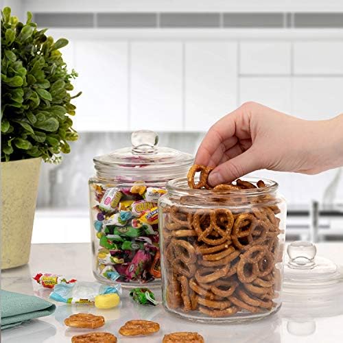 Set of 3 Glass Jar with Lid 1 Liter | Airtight Glass Storage Container for Food, Pasta, Coffee, Candy, Dog Treats