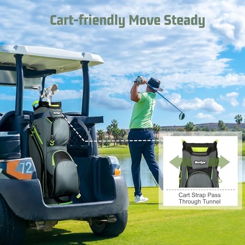 15-Way Golf Cart Bag, Lightweight Golf Club Bag for Men with Cooler | 15 Separate Compartments Easy Club Access Multiple Storage Pockets Cart Strap Channel Beverage Storage and Carry Handles