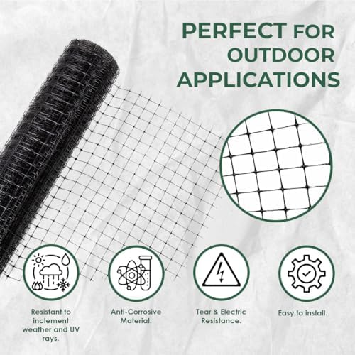 OldMacDonald Deer and Animal Fence Barrier Netting (55gr/sq m.) 7.5' x 330' (2.3m x 100m) (mesh 19x19mm) - Folded for Shipping
