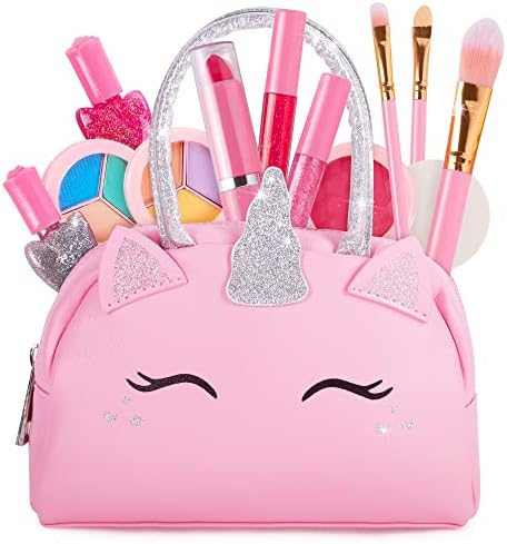 Kids Real Makeup Kit with Unicorn Purse Non Toxic Washable Make Up Set