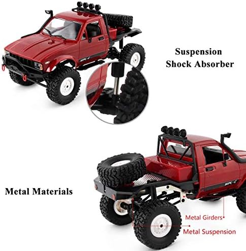 RC Crawler Offroad RC Truck WPL C14 RC Rock Crawler 1/16 Scale 4x4 Waterproof Remote Control Trucks with LED Lights