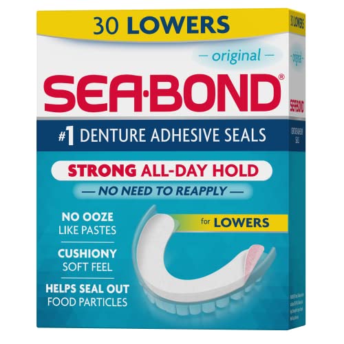 SEA BOND Denture Adhesive Seals, Original, Uppers, 30 Count (1 Pack) | Zinc-free denture adhesive seals for all-day hold. Soft cushiony seal without mess or ooze. Provides comfort and confidence.
