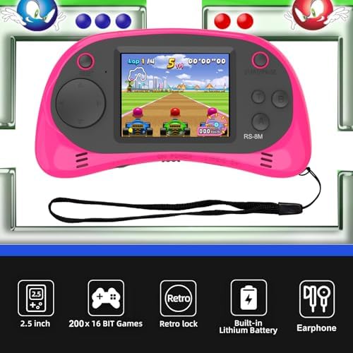 Kids Handheld Portable Video Game Player with 200 Games - 16 Bit 2.5 Inch Screen Mini Retro Electronic Machine for Boys Girls