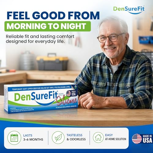 DenSureFit Upper Denture Reline Kit, Soft Silicone Liner