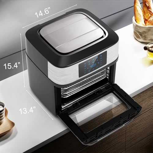 Air Fryer Oven Large 20 QT, Multifunctional 10-in-1 Airfryer Toaster Combo | Family Size, 3 Cooking Racks, Big Window, Rotisserie, Dehydrate, Bake