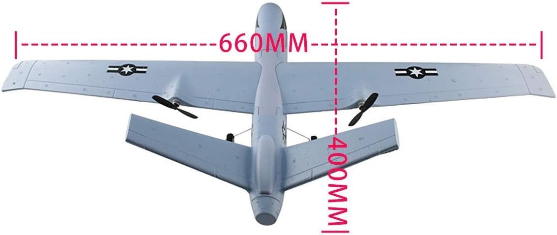 RC Plane Remote Control Airplane - 2.4Ghz 2 Channels DIY RC Predator Aircraft with 3-Axis Gyro for Beginner RC Plane with 2 Batteries, Wingspan 660mm
