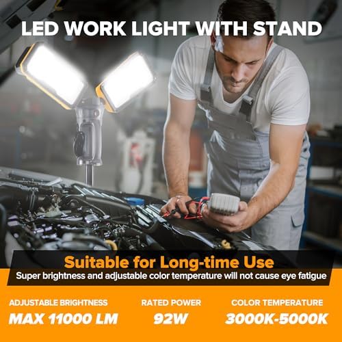 LUTEC Upgraded 5000K 15000 LM 105 W LED Work Light with Telescoping Tripod