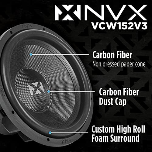 NVX VCW152v3 15" 3000 Watt Max (1500W RMS) Dual 2-Ohm VC-Series Car Subwoofer (VCW152 Version 3) | 3000 Watt Max (1500W RMS) Car Subwoofer