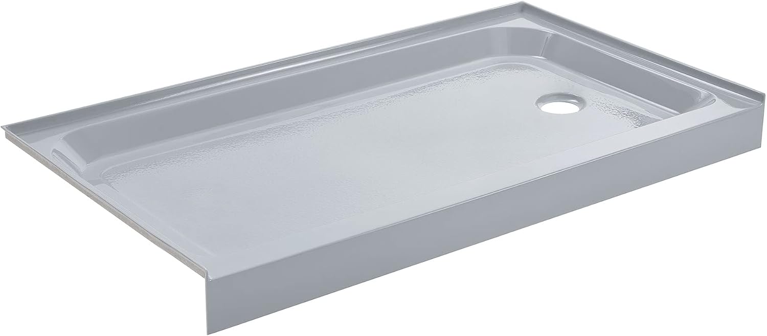 Voltaire 60" x 32" Single-Threshold, Right-Hand Drain, Shower Base in Gray